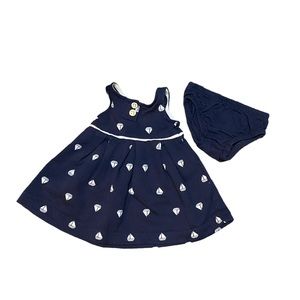 Carter’s dress and diaper cover cotton nautical sailboat navy white sz newborn